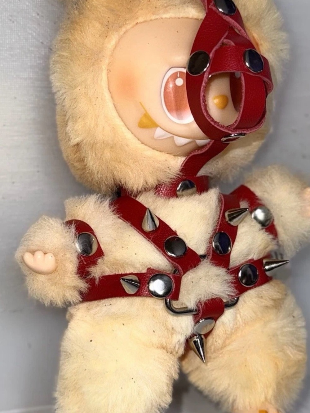 Fabubu withRed Leatjer Harness Studded Harness Plush Toy Outfit